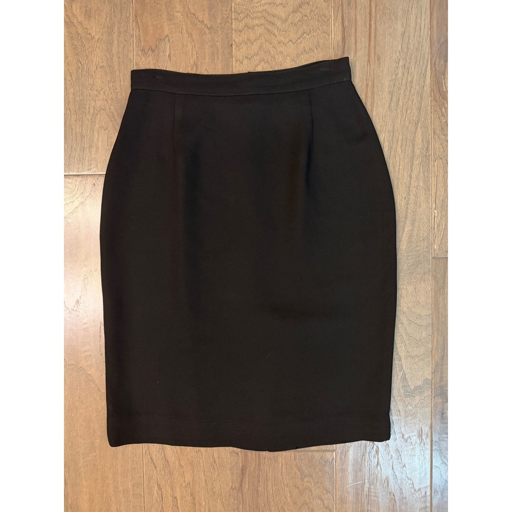Vintage Alberto Makali Black Pencil Skirt High Waist Knee Length Size 8 USA Made
